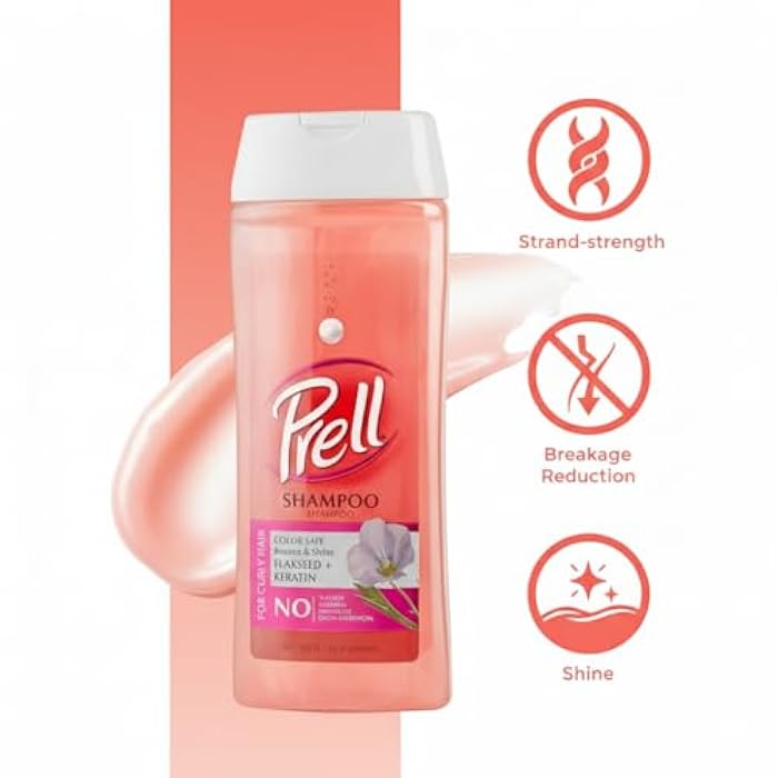 Prell Flaxseed & Keratin Shampoo – Color-Safe Strengthening Formula for Curly Hair Bounce, Shine & Frizz Control | 13.5 oz - Image 3
