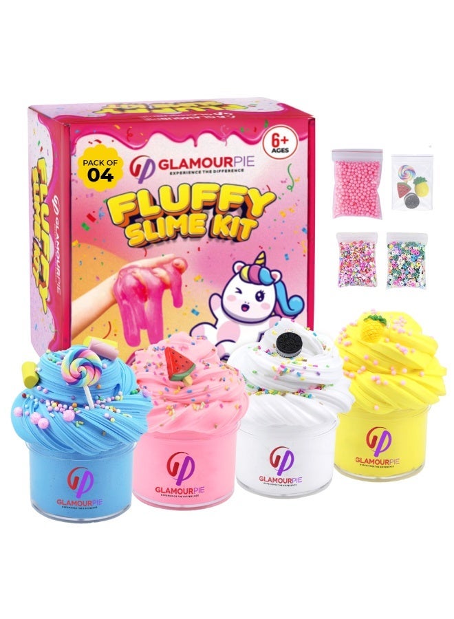 GlamourPie 400ML Butter Slime Kit for Kids – Scented & Non-Sticky Cloud Slime with Charms – Soft, Glossy, and Stretchy DIY Toy for Girls & Boys – Fun Birthday Gift & Party Favor – 4 Pack 100ML Each - Image 1