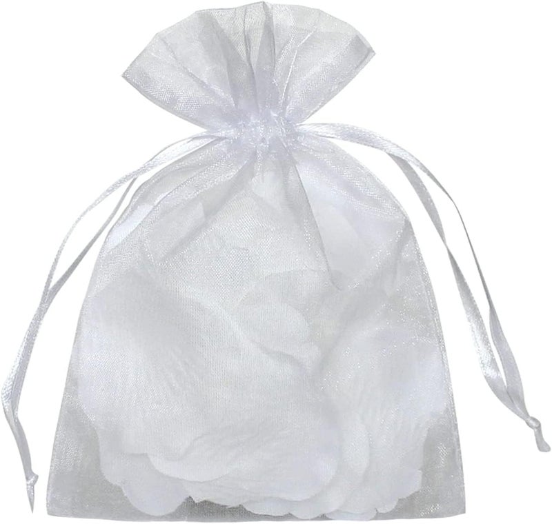 YunKo 100pcs Organza Bags 6x9 Inches Drawstring Jewelry Gift Mesh Bags Fruit Protection Bag White Sheer Organza Wedding Favor Bag - Image 3