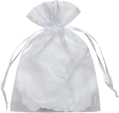 YunKo 100pcs Organza Bags 6x9 Inches Drawstring Jewelry Gift Mesh Bags Fruit Protection Bag White Sheer Organza Wedding Favor Bag - Image 2