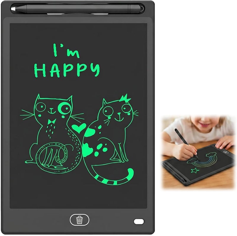 8.5 Inch LCD Writing Tablet with High Brightness Screen, Drawing Pad, Erasable Reusable Doodle Board for Kids Office Memo Home School, Black Straight Edge Single Screen, Lightweight Portable - Image 1