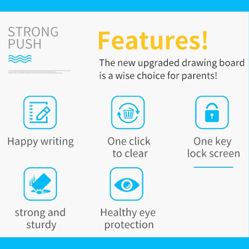 8.5 Inch LCD Writing Tablet with High Brightness Screen, Drawing Pad, Erasable Reusable Doodle Board for Kids Office Memo Home School, Black Straight Edge Single Screen, Lightweight Portable - Image 4