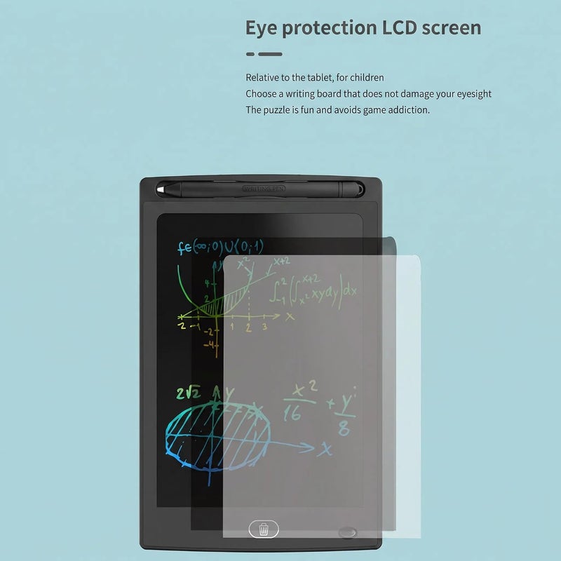 8.5 Inch LCD Writing Tablet with High Brightness Screen, Drawing Pad, Erasable Reusable Doodle Board for Kids Office Memo Home School, Black Straight Edge Single Screen, Lightweight Portable - Image 3