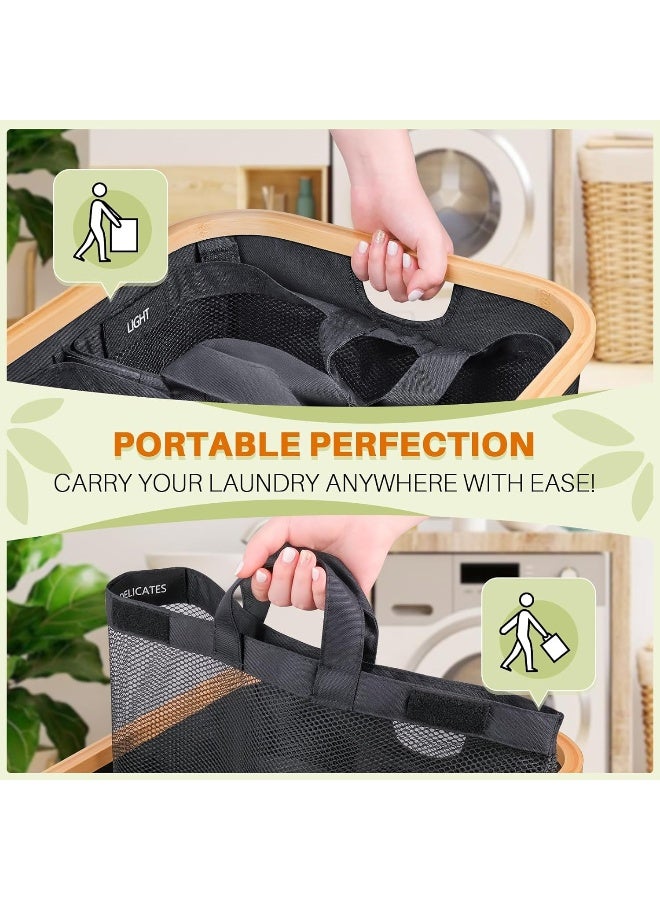 Bathola Laundry Hamper 3 Section, 161L Extra Large Hampers For Laundry Basket With Lid, Dirty Clothes Hamper Laundry Basket Organizer For Bedroom, Laundry Room  - Image 5