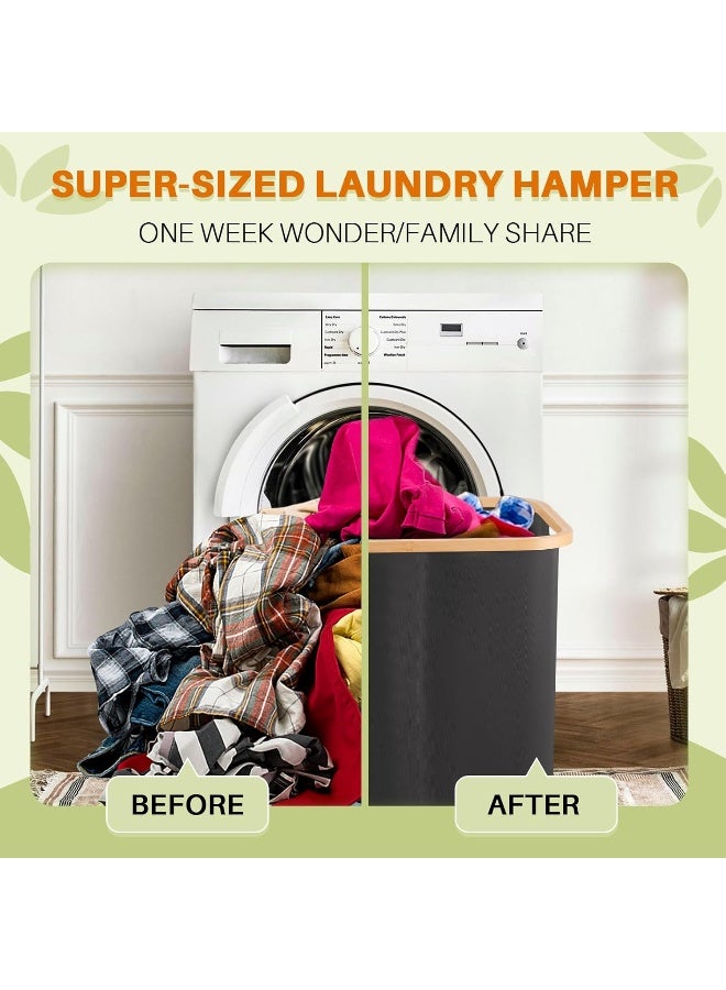 Bathola Laundry Hamper 3 Section, 161L Extra Large Hampers For Laundry Basket With Lid, Dirty Clothes Hamper Laundry Basket Organizer For Bedroom, Laundry Room  - Image 1