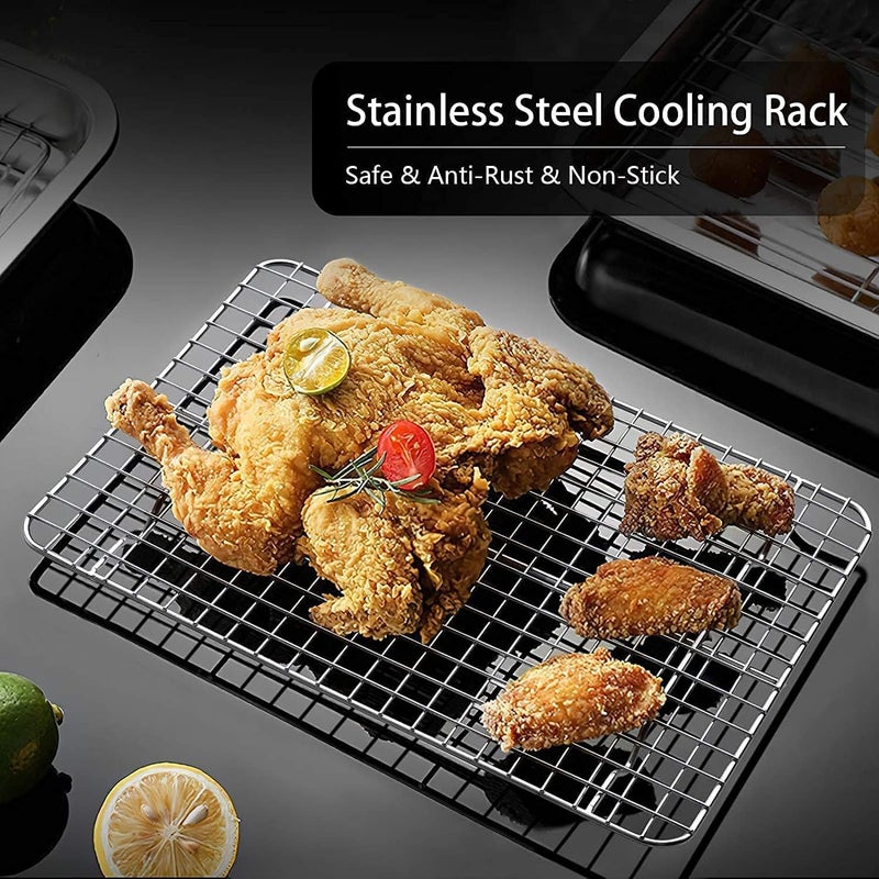 Estmoon Baking Sheet with Cooling Rack Set, Set of 4 [2 Sheets+2 Racks], Size 16x12x1 Inch, Stainless Steel Cookie Sheet for Baking Use, Baking Pan Non Toxic &Heavy Duty, Oven & Dishwasher Safe - Image 2