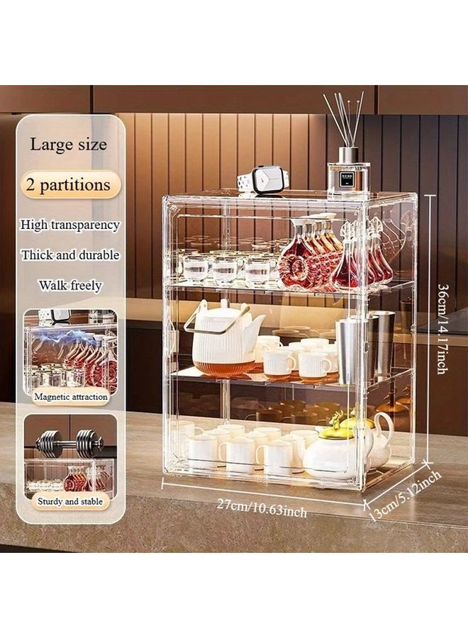 Transparent Acrylic Display Cabinet Magnetic Door Dustproof Stackable 14.17x10.63x5.51 Inches - Image 1