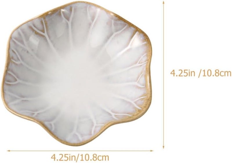White Ceramic Sauce Plates Set 2pcs Leaf Style Dipping Dishes For Soy Sauce Vinegar Kitchen Serving Tableware - Image 3