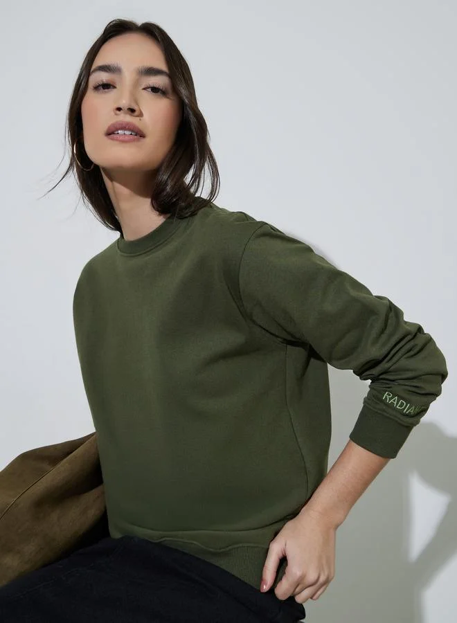 Styli Olive Regular Fit Long Sleeve Sweatshirt