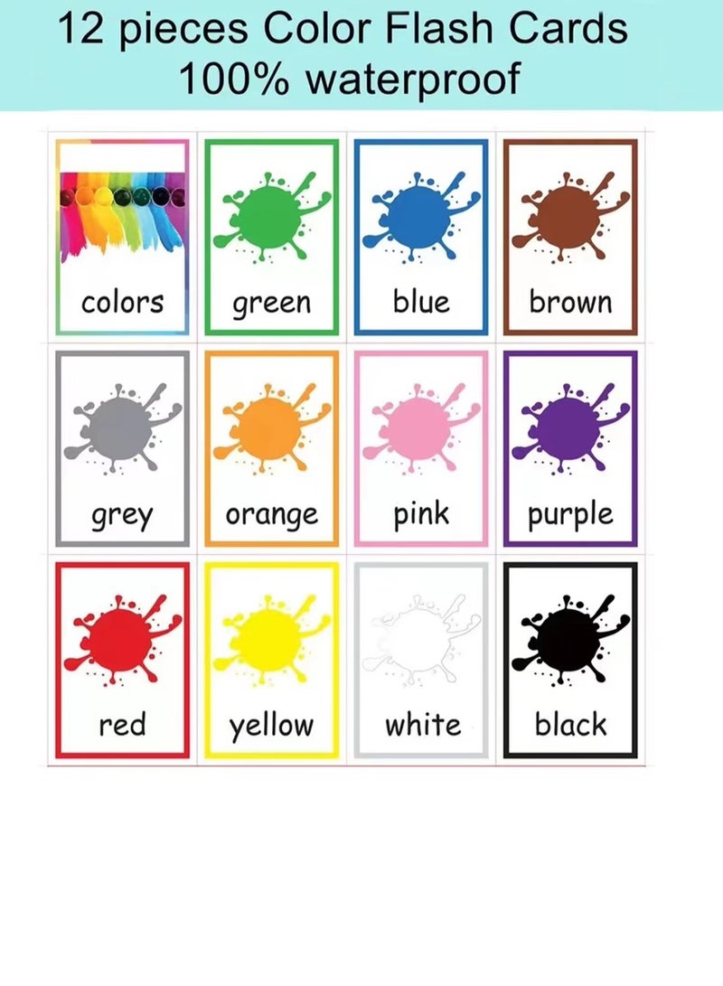 12Sheets Color Words Flash Cards Cognitive Learning Cards for Colorful Cards for Early Literacy and Fun Educational Games  - Image 2
