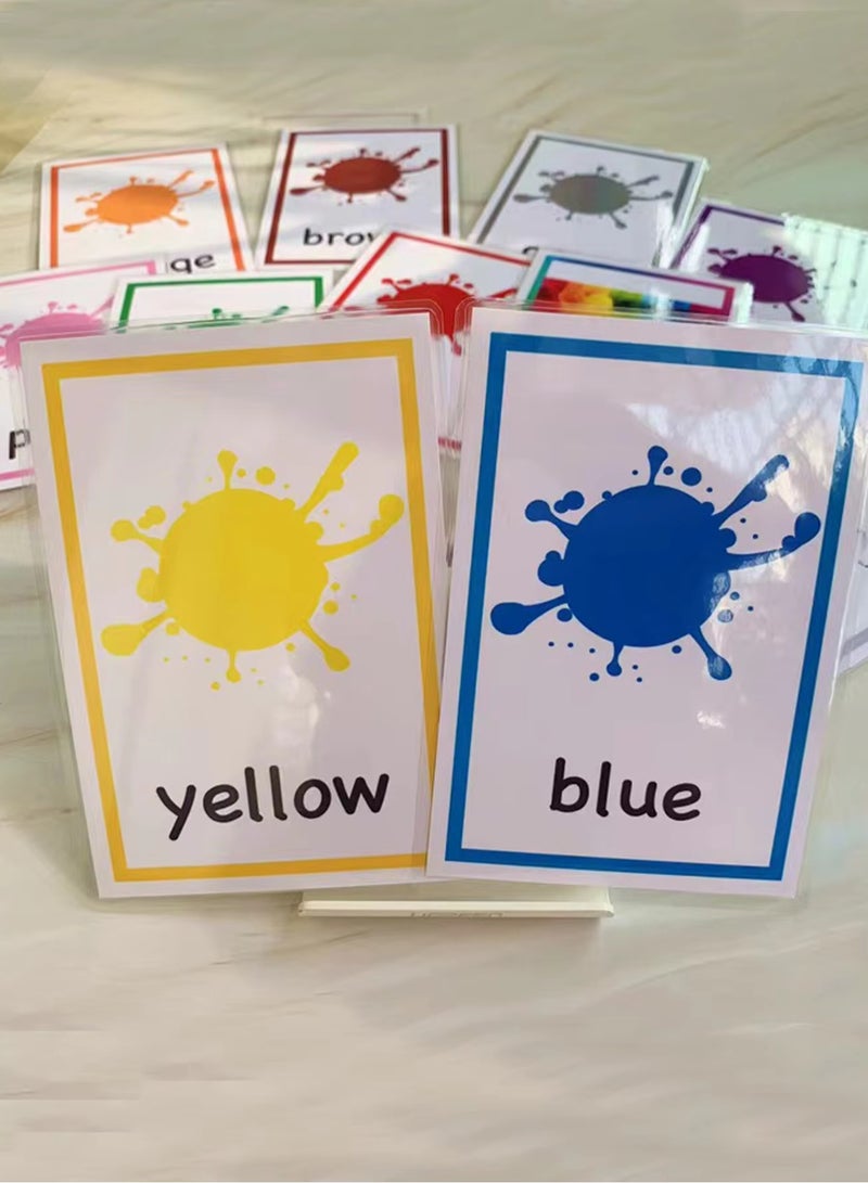 12Sheets Color Words Flash Cards Cognitive Learning Cards for Colorful Cards for Early Literacy and Fun Educational Games  - Image 3