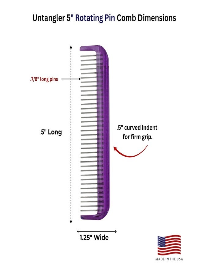 Untangler Pet Comb (5", Royal Purple) - Image 3