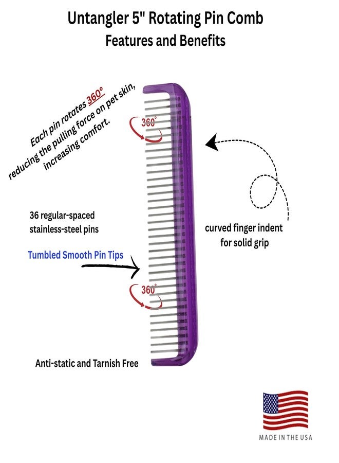 Untangler Pet Comb (5", Royal Purple) - Image 4