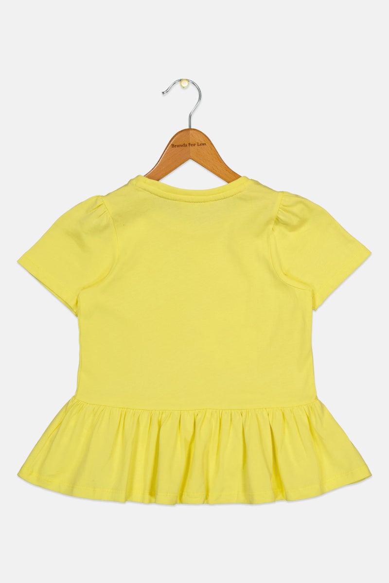 Hamleys Toddlers Girl Crew Neck Short Sleeve Graphic Print T-Shirt, Yellow - Image 2