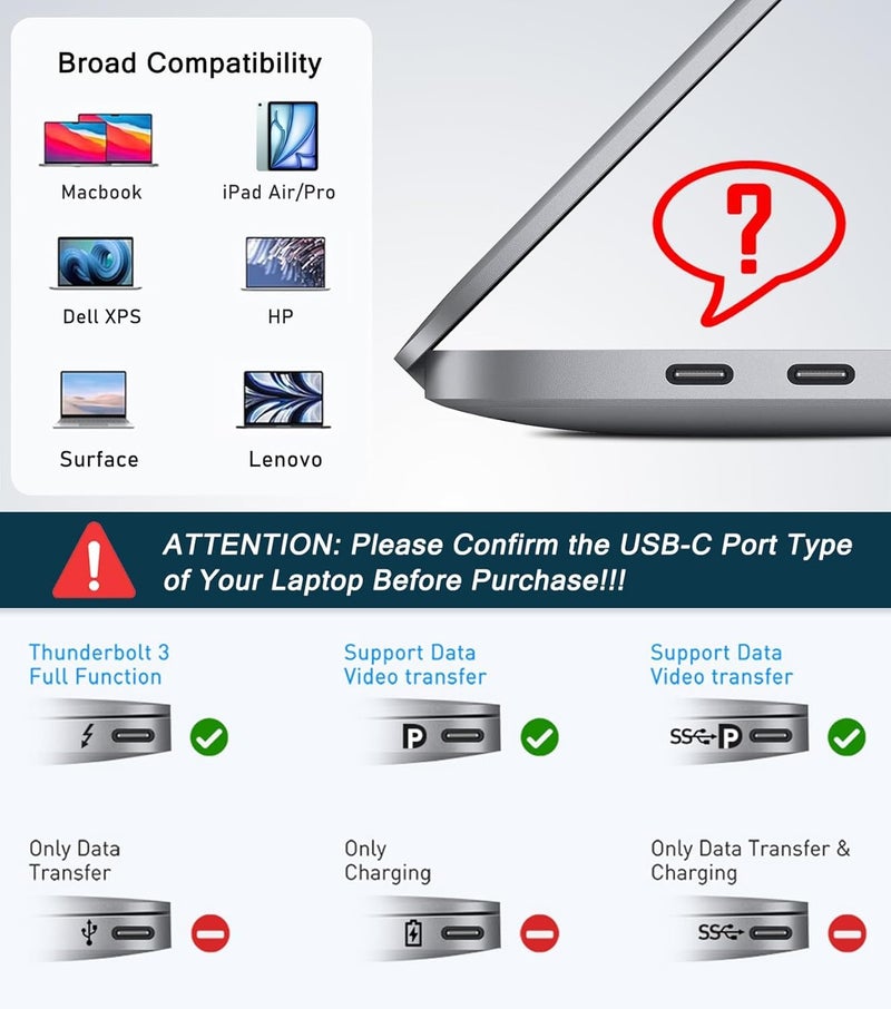 atdaraz USB C to Dual HDMI Adapter 4K@60hz, Type C to HDMI Splitter for 2 Monitors, USB C Hub Extend Display for MacBook Air/Pro, More Laptops with Thunderbolt 3/4 Ports - Image 4