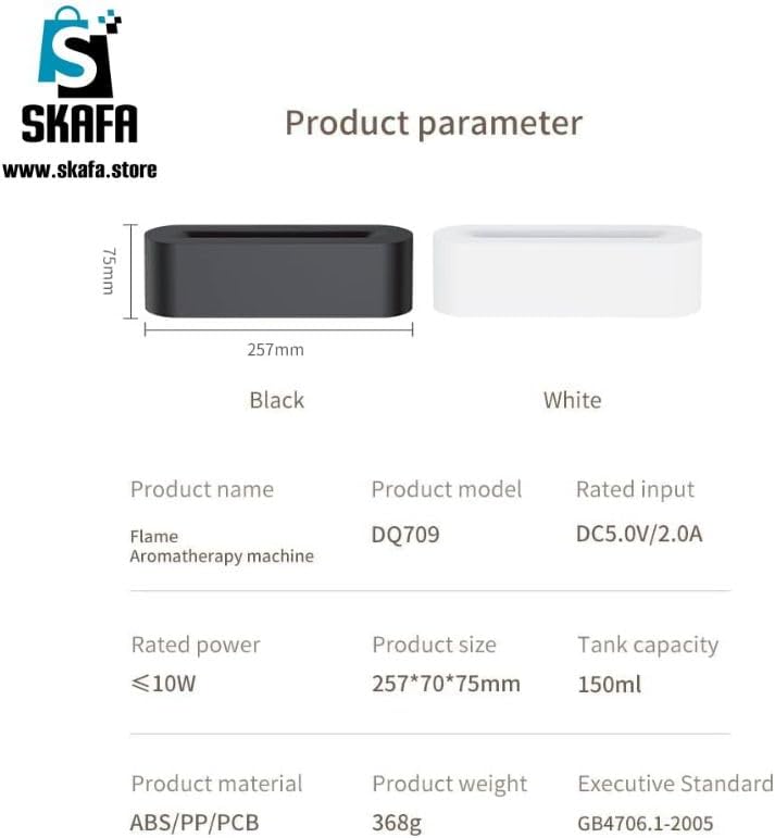 SKAFA | Flame Air Humidifier | Flame Air Diffuser | RGB Night Light Desktop USB Humidifier | Aromatherapy Essential Oil Diffuser for Home, Office & Bedroom (Auto-off-150ML) (White) - Image 2