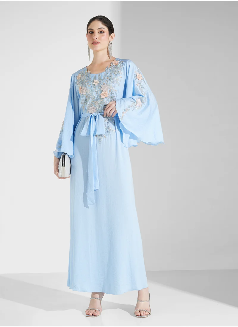 فاشن تريندز من سوزي مطر Appliqué Jalabiya with Long Belt