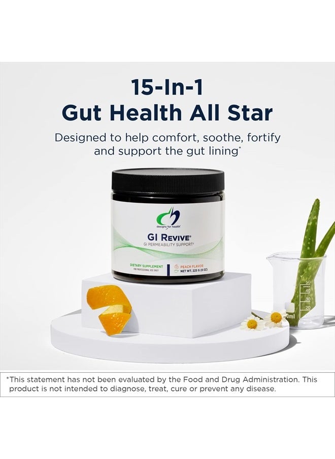 designs for health - GI Revive Gut Health Powder - L Glutamine & Citrus Pectin for Digestive Health + Slippery Elm, Marshmallow Root & Cat's Claw for Healthy Intestinal Function (28 Servings) - Image 1