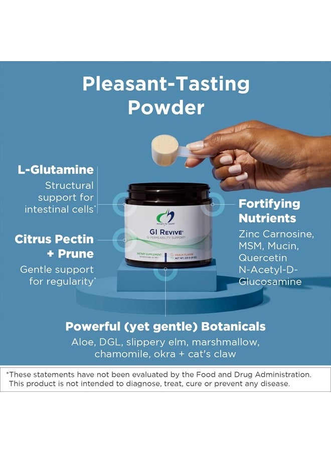 designs for health - GI Revive Gut Health Powder - L Glutamine & Citrus Pectin for Digestive Health + Slippery Elm, Marshmallow Root & Cat's Claw for Healthy Intestinal Function (28 Servings) - Image 1