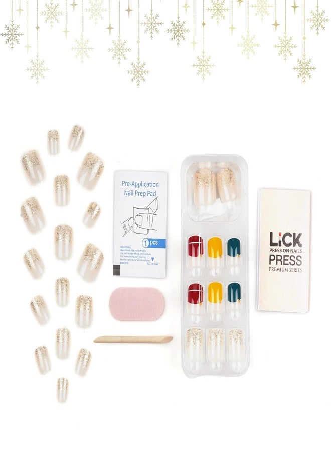 ليك أظافر لاصقة - 30 قطعة، أظافر فرنسية بيضاوية الشكل مصبوغة بربطات العنق، أظافر صناعية/مزيفة/قبيحة، متعددة الألوان (عبوة من 30 قطعة) - Image 4