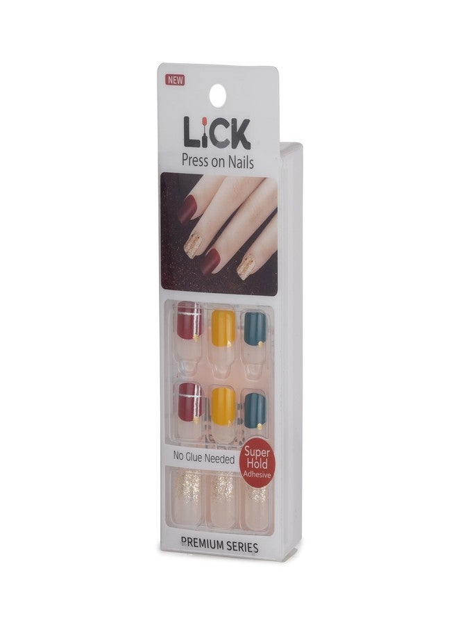 ليك أظافر لاصقة - 30 قطعة، أظافر فرنسية بيضاوية الشكل مصبوغة بربطات العنق، أظافر صناعية/مزيفة/قبيحة، متعددة الألوان (عبوة من 30 قطعة) - Image 5