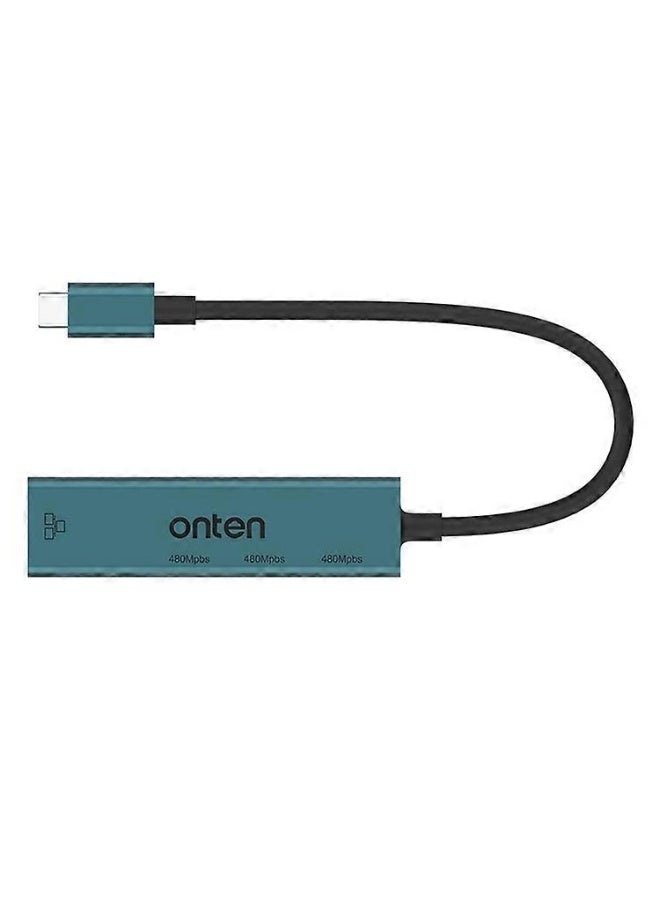 onten Type-C to RJ45 + 3xUSB2.0 Ethernet Adapter USB Hub 4 in 1 Docking Station - Image 3