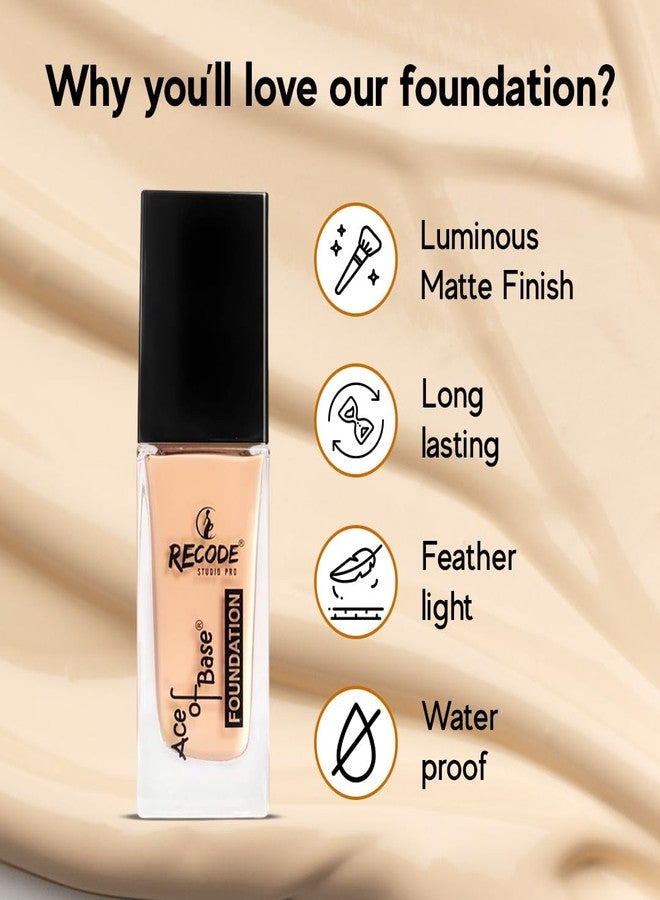 Recode Ace of Base Foundation 30ml |Baghnagar Shade 01| Luminious Matte Finish | Lightweight | Long-Lasting | Waterproof | High Coverage (Baghnagar) - Image 3