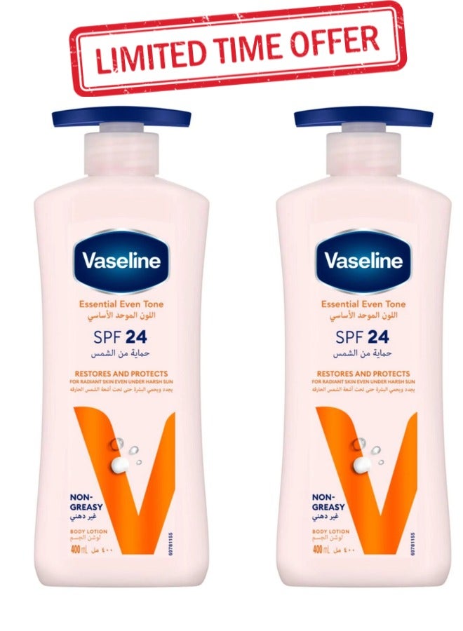 Vaseline Pack of Two Vaseline Essential Even Tone SPF 24 Body Lotion 400 ml