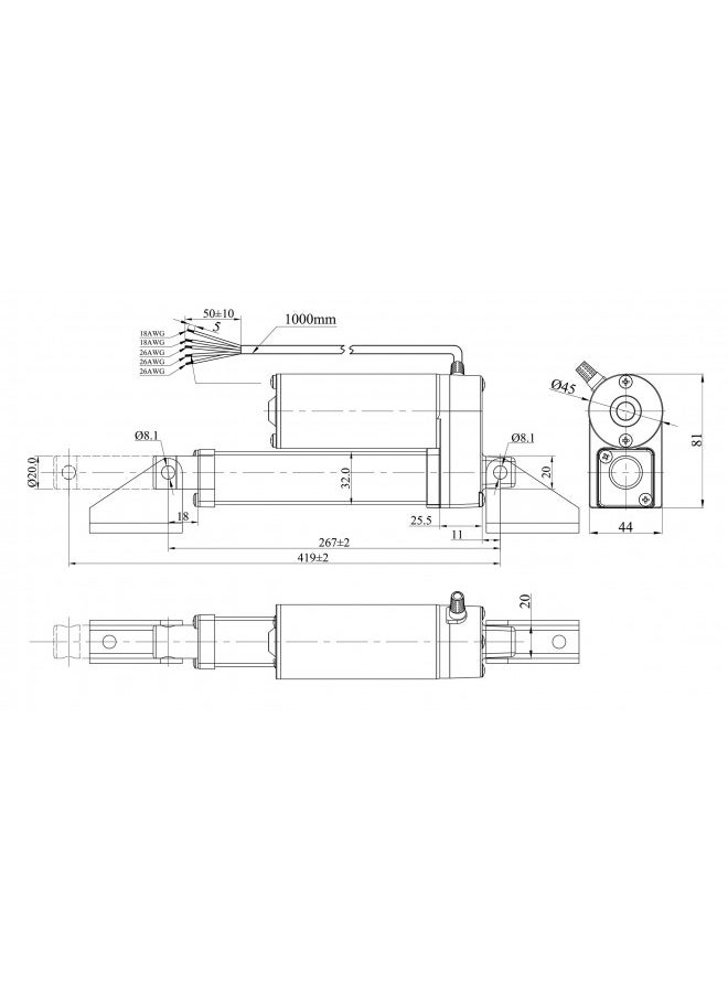 Zoom Industrial Zoom Industrial - Heavy Duty Linear Actuator 6" Inch Stroke 330 Pound Max Lift DC 12v/24v - Position Feedback - Weather Resistant  - Image 3