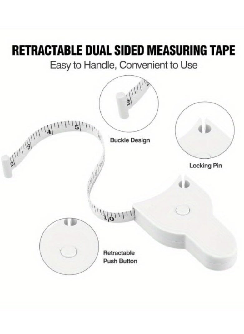 صحة هوم شريط قياس للجسم بطول 60 إنش قابل للسحب – شريط قياس أوتوماتيكي للخصر والذراعين والوركين وقياسات الجسم بالكامل – أداة محمولة لتتبع اللياقة البدنية - Image 5