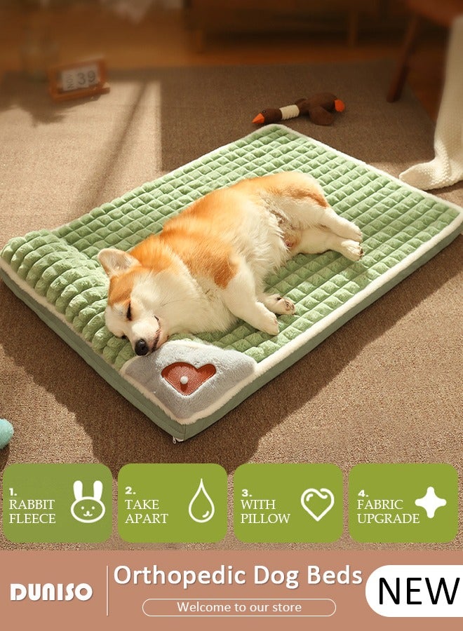 DUNISO Dog Bed, High Density Foam Pet Bed with Removable Washable Cover, Warm Pet Mat with Plush Couch, Dog Sofa Beds with Non-Slip Waterproof Bottom for Medium Dogs, Large Cat - Image 1