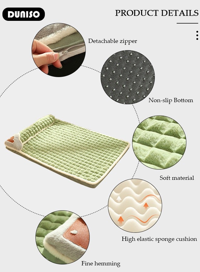 DUNISO Dog Bed, High Density Foam Pet Bed with Removable Washable Cover, Warm Pet Mat with Plush Couch, Dog Sofa Beds with Non-Slip Waterproof Bottom for Medium Dogs, Large Cat - Image 2