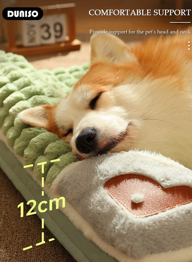 DUNISO Dog Bed, High Density Foam Pet Bed with Removable Washable Cover, Warm Pet Mat with Plush Couch, Dog Sofa Beds with Non-Slip Waterproof Bottom for Medium Dogs, Large Cat - Image 3