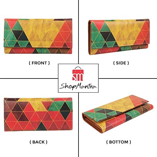 ShopMantra Wallet for Woman | Geometric Print Trifold Wallet | Faux Leather | Multiple Card Slots & Cash Compartment - Image 4
