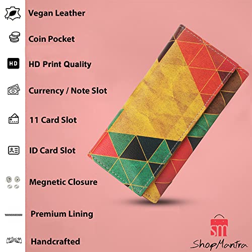 ShopMantra Wallet for Woman | Geometric Print Trifold Wallet | Faux Leather | Multiple Card Slots & Cash Compartment - Image 3