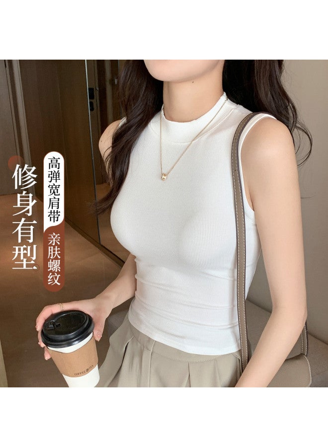 Modal Ribbed Round Neck Solid Color Women'S Vest Fashion Undershirt Wide Straps Sleeveless Top For Women - Image 2