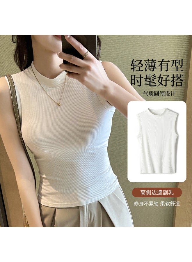 Modal Ribbed Round Neck Solid Color Women'S Vest Fashion Undershirt Wide Straps Sleeveless Top For Women - Image 3