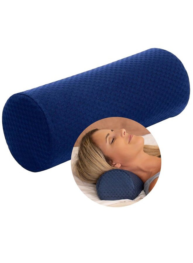 careX memory foam round cervical pillow- Blue - Image 1