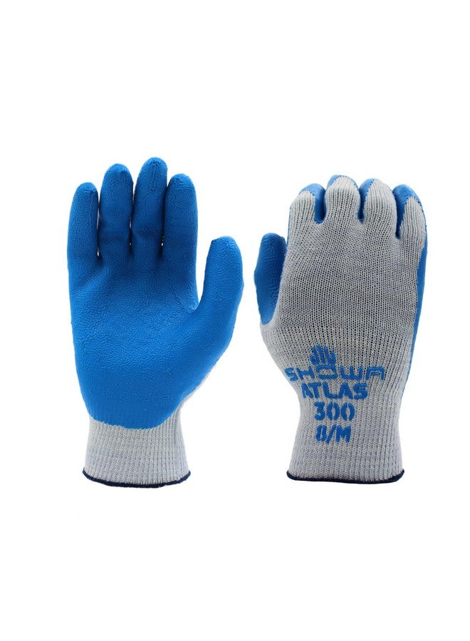 SHOWA SHOWA Atlas 300 Natural Latex Palm Coated General Purpose Work Glove with Poly/Cotton Liner, 10-Gauge, Blue, Medium (12 Pair)  - Image 1