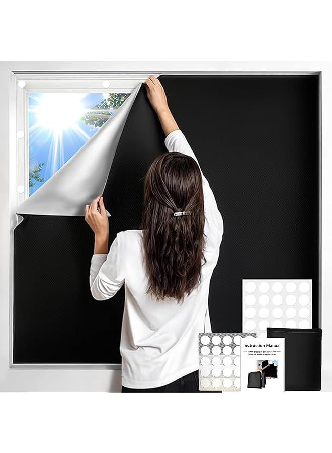 erorex Blackout Shades Portable Blackout Blind Stick On Window No Drill Light And Uv Block For House 100 Percent Blackout Material Blackout Window Cover For Baby Nursery Bedroom 1.45M X 3M - Image 1