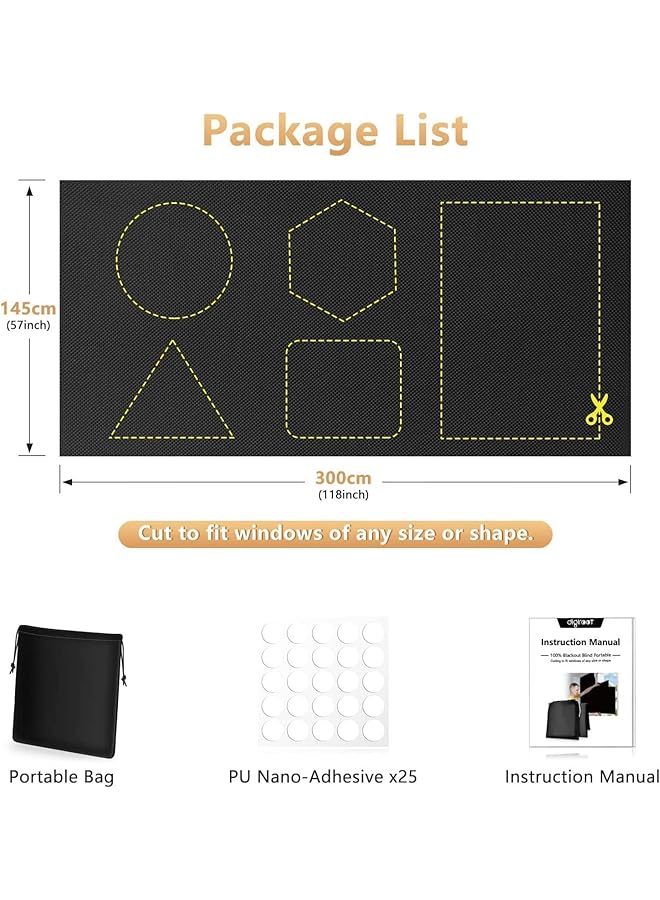 erorex Blackout Shades Portable Blackout Blind Stick On Window No Drill Light And Uv Block For House 100 Percent Blackout Material Blackout Window Cover For Baby Nursery Bedroom 1.45M X 3M - Image 2