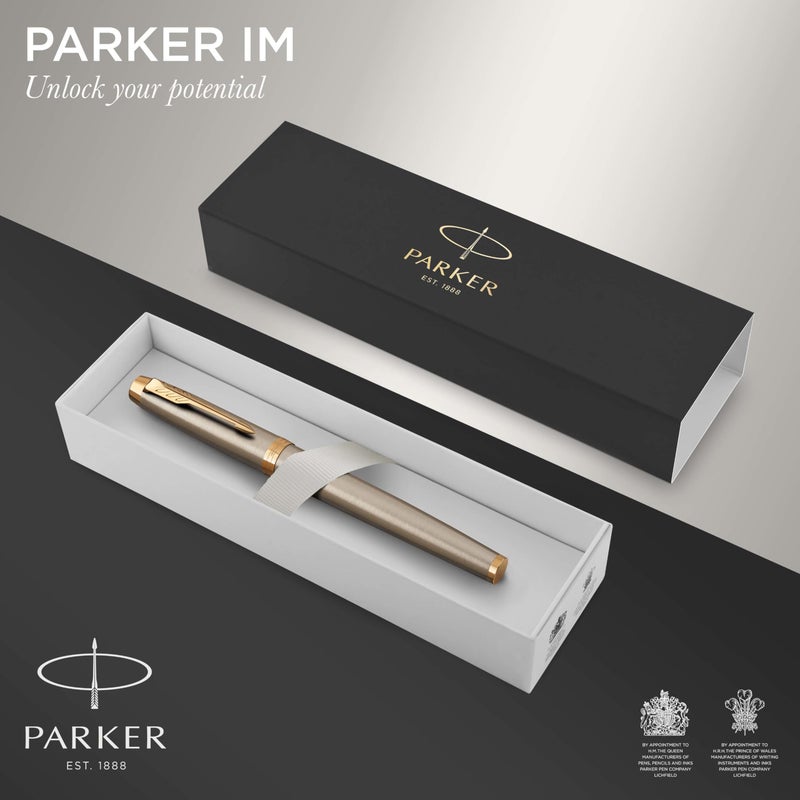 PARKER IM Fountain Pen, Brushed Metal, Fine Nib with Blue Ink Refill (1931649) - Image 2