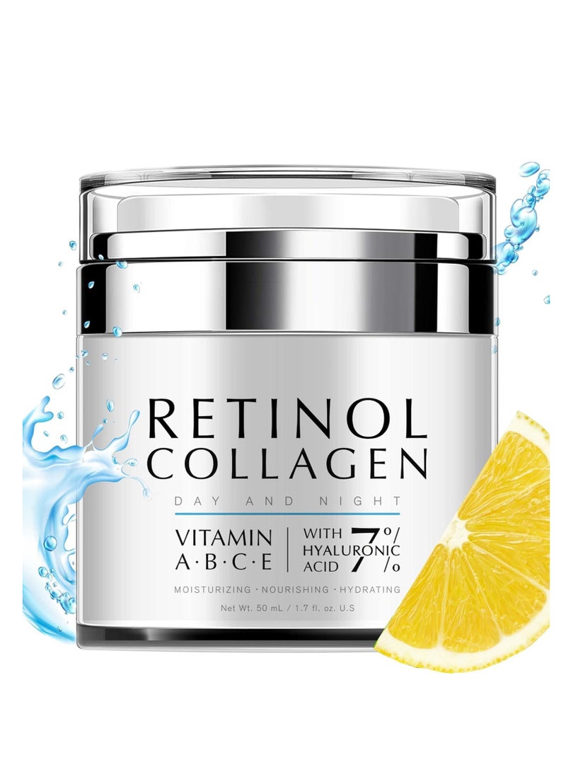 Barakah Retinol Cream for Face, Face Collagen Cream for Tightening Skin, Anti Aging Facial Moisturizer Day and Night for Women and Men - Image 1