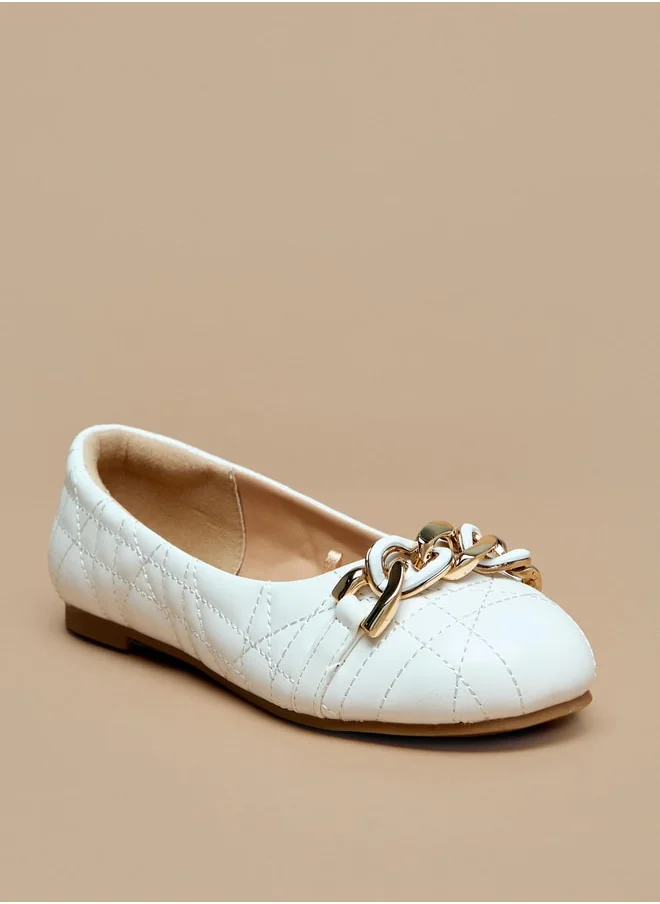 ميسي Girls Chainlink Accented Slip-On Ballerina Shoes