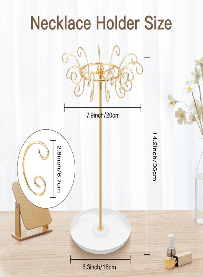 PABOBIT Necklace Holder Jewelry Stand, Gold Necklace Organizer Display with 20 W-shaped Hooks,Jewelry Organizer for Necklaces Earrings Rings Storage Tree, Presents for Women - Image 2