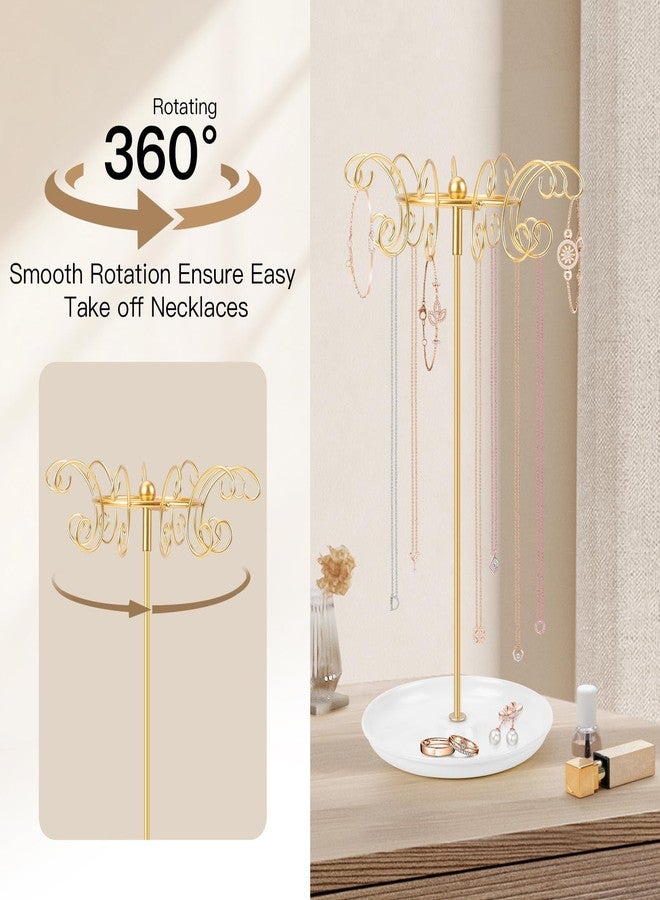 PABOBIT Necklace Holder Jewelry Stand, Gold Necklace Organizer Display with 20 W-shaped Hooks,Jewelry Organizer for Necklaces Earrings Rings Storage Tree, Presents for Women - Image 4