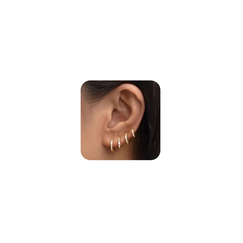 LEXODY Small Gold Hoop Earrings Set for Women, 14K Gold Plated Tiny Lightweight Huggie Hoop Earrings Trendy Dainty Cubic Zirconia Cartilage Earring Jewelry for Women Gifts - Image 1