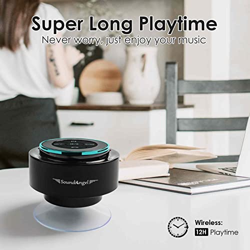 x-leader XLeader, Upgraded, Pro Shower Speaker, Certified IPX7 Waterproof Bluetooth Speaker with Suction Cup, Hook Clip, Built-in Mic, Crystal Sound&Rich Bass, up to 12H Playtime, Ideal Gifts - SoundAngel Mate - Image 5