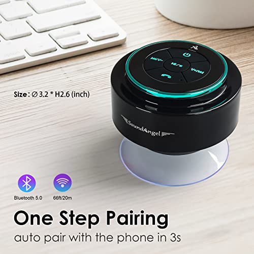x-leader XLeader, Upgraded, Pro Shower Speaker, Certified IPX7 Waterproof Bluetooth Speaker with Suction Cup, Hook Clip, Built-in Mic, Crystal Sound&Rich Bass, up to 12H Playtime, Ideal Gifts - SoundAngel Mate - Image 2