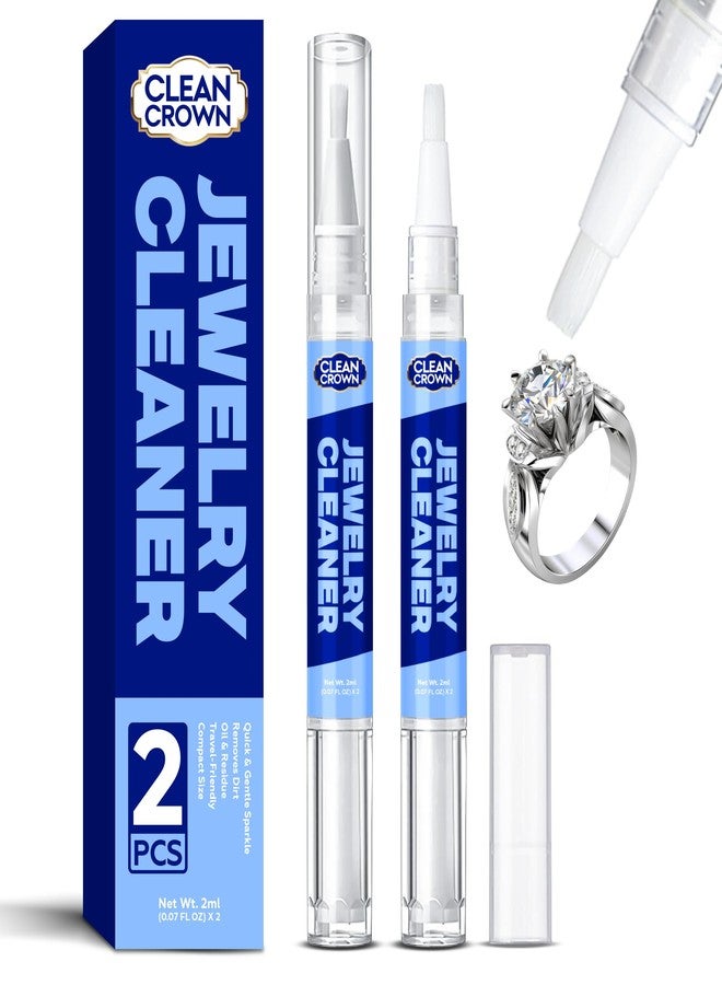CleanCrown Ring Cleaner Pen (2 Count), Jewelry Cleaner Pen, Portable Jewelry Cleanser Solution, Diamond Sparkle Stick with Soft Brush for Rings, Necklaces, Bracelets - Image 1